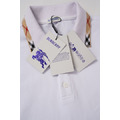 BURBERRY 格紋拼領珠地布短袖POLO衫 (白)_4
