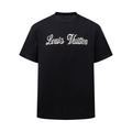 LOUIS VUITTON 草寫字母提花針織短袖（黑色）