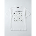 LOUIS VUITTON 浮雕方格LOGO短袖 (白)