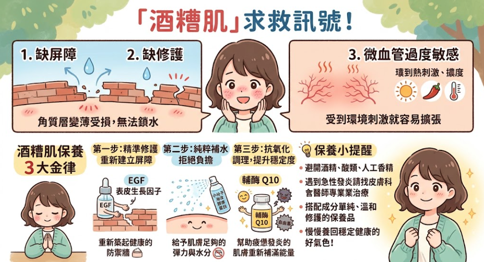 臉總是莫名發紅刺痛？破解「酒糟肌」的修護密碼！