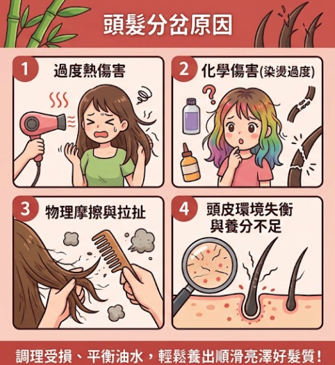 髮尾總是分岔毛躁？解析 5 大受損原因，教你用烏竹精華重現絲滑光澤