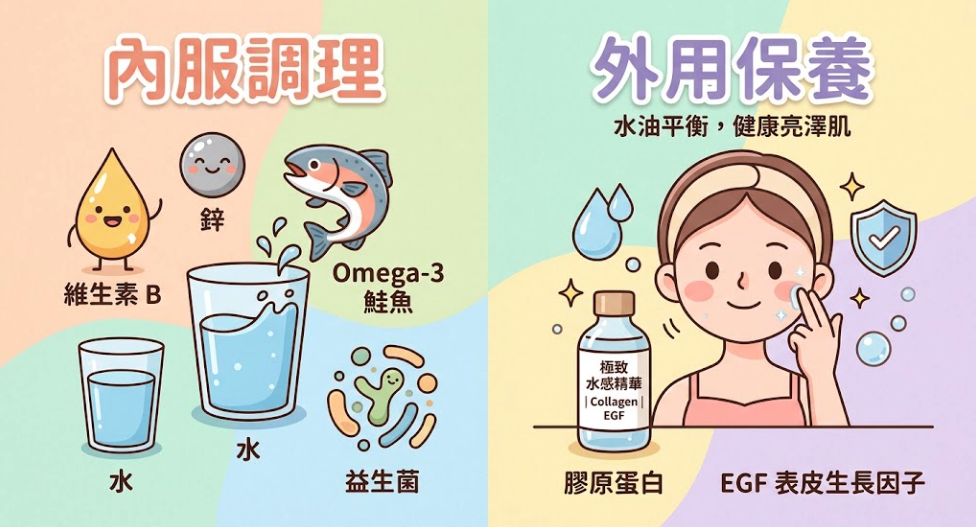 臉總是大冒油卻又緊繃脫皮？解析「油水不平衡」原因，內服外用教你養出水嫩平滑肌