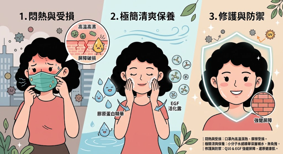 拿掉口罩全是粉刺痘痘？「口罩肌」救星！3 招擺脫悶熱泛紅與油水失衡