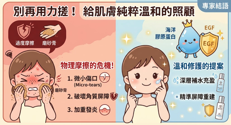 臉部磨砂膏真的有必要嗎？小心越磨越粗糙！教你用「溫和修護」養出細緻平滑肌