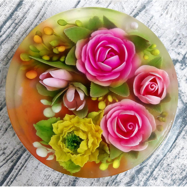 手工藝術3D立體果凍花蛋糕-6吋