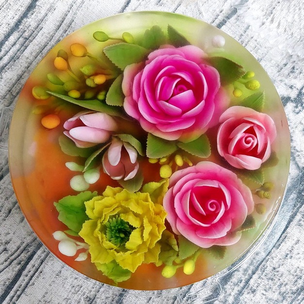 手工藝術3D立體果凍花蛋糕-6吋