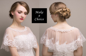 【A150612】【現貨】復古白色短版蕾絲婚紗披肩/斗篷/披風