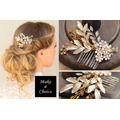 【A160108】【現貨】復古巴洛克香檳金葉水鑽小巧髮梳髮插_4