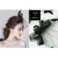【A150810-A】【現貨】黑色歐美派對復古羽毛面紗網紗禮帽髮夾