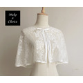 A171001-A【現貨】優雅白色綁帶式蕾絲婚紗禮服披肩/蕾絲衣_2