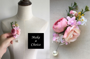 【A180606-A】【現貨】森林系手工粉紅色系仿花胸花