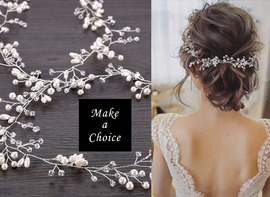 【A180802】【現貨】銀色水晶串珠水鑽髮帶【50cm、100cm】