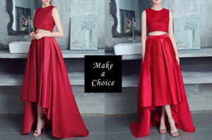 C180901【S-L】【預購+現貨M】二件式緞面蕾絲輕婚紗輕禮服【酒紅色】