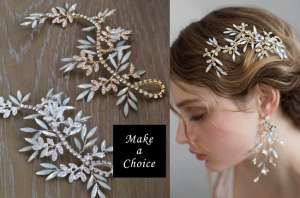 【A190506】【現貨】手工蛋白鑽水鑽軟髮飾邊夾【金色、銀色】