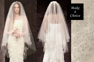 A160201【現貨】法國車骨蕾絲雙層網紗中長款面紗頭紗合金髮梳【乳白色】