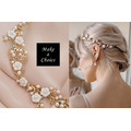 A190901【現貨】手工金色閃鑽貝殼花珍珠花環髮帶軟髮箍