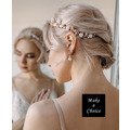 A190901【現貨】手工金色閃鑽貝殼花珍珠花環髮帶軟髮箍_6