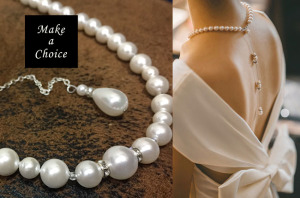 A170510【現貨】簡約優雅珍珠水鑽露背後背鍊【銀色】。新娘飾品