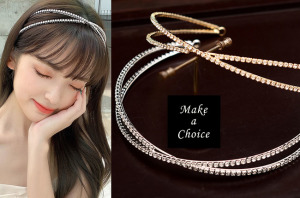 A200803【現貨】簡約閃耀雙層水鑽造型髮箍頭飾【金色、銀色】。新娘飾品寫真