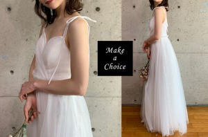 C200901【S-XL】【預購】可調式吊帶心型領網紗蕾絲後綁帶輕婚紗輕禮服大碼孕婦寫真