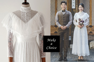 C200301【S-XL】【現貨】復古宮庭立領蕾絲長袖輕婚紗輕禮服