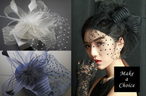 【A170418】【現貨】復古羽毛點點網紗面紗小禮帽【黑、藏青、米白】