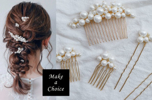 A190603【現貨】手工復古大小貝殼珍珠髮簪髮梳五件套組髮飾