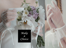 A220803【現貨】法式復古甜美蝴蝶結綁帶薄款網紗花邊微彈性短手套。結婚新娘飾品派對【白色】