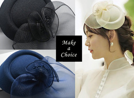 【A190502】【現貨】復古簡約網紗花朵小禮帽【米白、黑、藍】