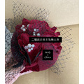 A160214【現貨】復古絲絨網紗面紗頭紗珍珠禮帽【酒紅色】_10