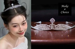 A230601【現貨】經典百搭款超閃精緻銀色水鑽皇冠王冠。新娘飾品伴娘寫真生日派對