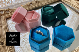 H230601【現貨】質感絲絨六角單戒盒首飾盒婚戒盒﻿﻿求婚訂婚拍照道具【粉紅色、墨綠色、青藍色】