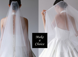 A210401【現貨】韓式簡約氣珍珠釘珠附髮梳短款雙層軟頭紗。自助婚紗新娘旅拍