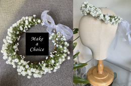 A241101【現貨】小清新森林白色滿星天小雛菊仿花花環花圈髮帶可調整大小。新娘伴娘自助婚紗寫真