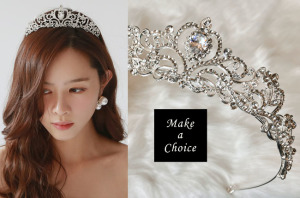 A250302【現貨】奢華感閃亮精緻銀色水鑽公主皇冠王冠。新娘飾品成年寫真生日派對