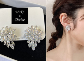 A250501【現貨】璀璨奢華完美質感鋯石水滴狀耳環【耳夾、耳勾】。新娘飾品造型派對宴會