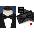 A200801【現貨】男士新郎伴郎領結西裝襯衫蝴蝶結紳士結婚【條紋黑色】贈胸花