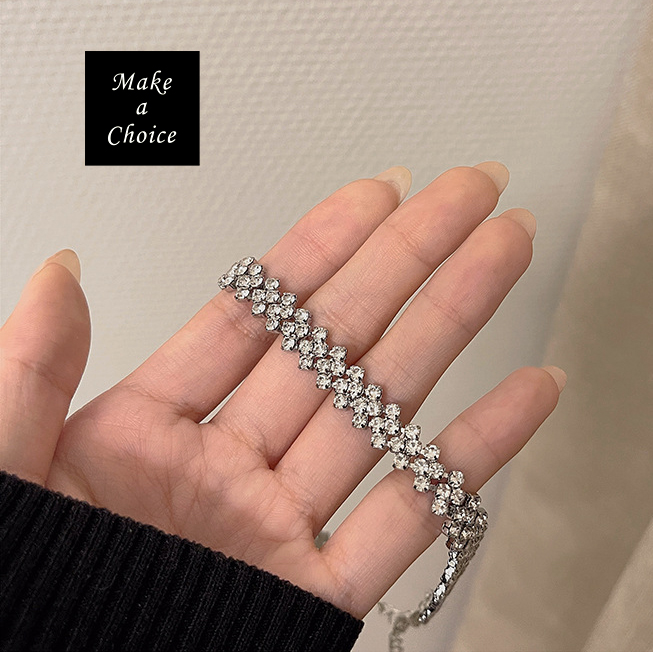A220907】小奢華窄版銀色閃耀水鑽頸帶短項鍊Choker鎖骨鍊。派對