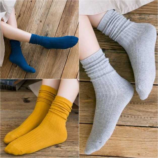 買十送一 現貨素色糖果色堆堆襪 W01