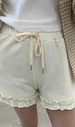 [02035604] 滾邊可愛棉褲