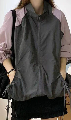 [13013202] 袖撞色運動外套