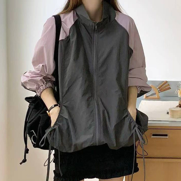 [13013202] 袖撞色運動外套