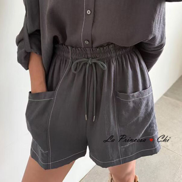 [06020408] 壓線鬆緊短褲