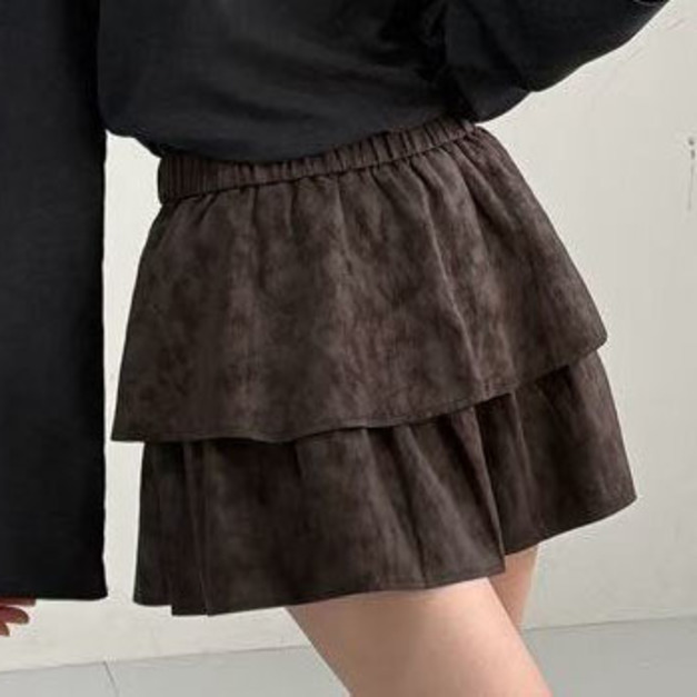 [07008009] 麂皮蛋糕短裙