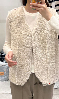 [01011609] 2Way羔羊+麂皮背心