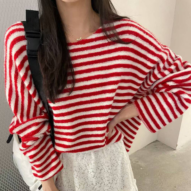 [12010806] 細條紋暖呼呼毛衣