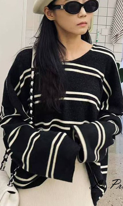 [12010707] 寬條紋暖呼呼毛衣