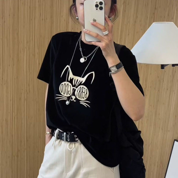 [02046006] 猫咪厚棉T