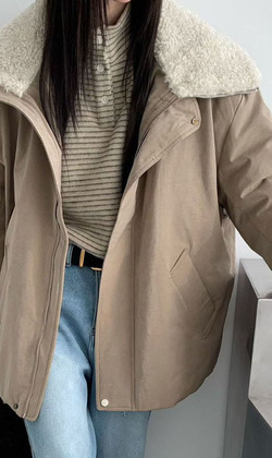 [13015305] 毛領寬松羽絨外套