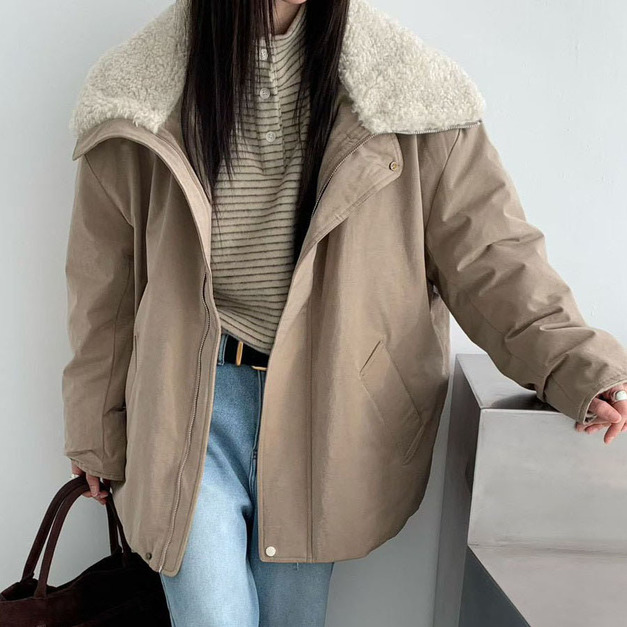 [13015305] 毛領寬松羽絨外套